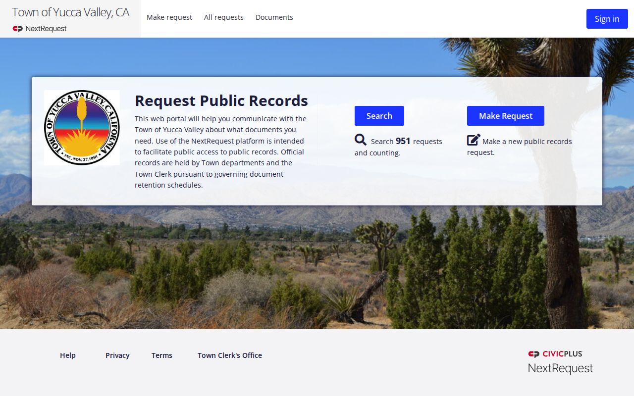 Yucca Valley residents directory public records request portal