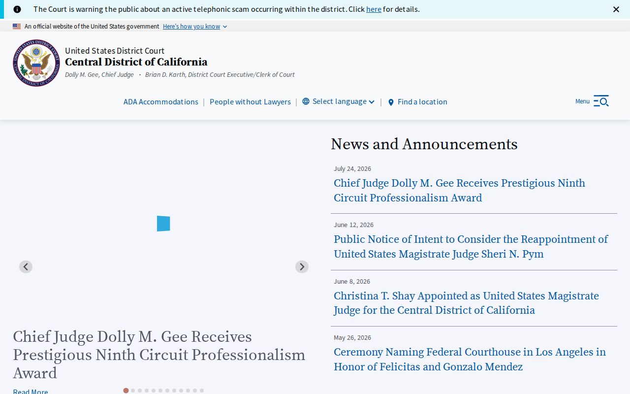 Yucca Valley previous residents federal court records at the Central District of California