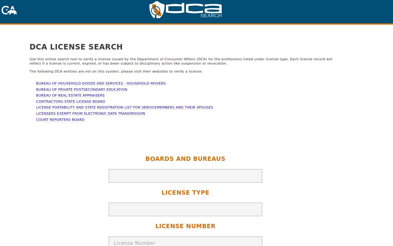 Yucca Valley resident lookup through California professional license records